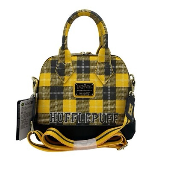 Loungefly Handbags - Loungefly Yellow & Black Mini Bag Bold Plaid Design Harry Potter Hufflepuff